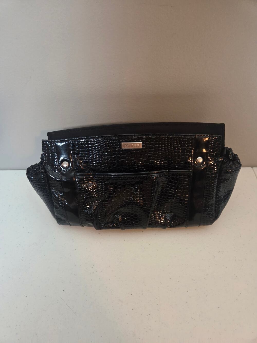 Miche Ebony Black Patent Embossed Shell Only Magnetic Bag Purse Cover